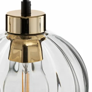 Online TK Lighting Suspension Devi, transparente à 3 lampes ronde