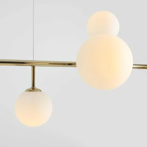 Best ALDEX Suspension Dione, opale/dorée, à 9 lampes