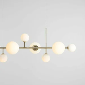 Best ALDEX Suspension Dione, opale/dorée, à 9 lampes