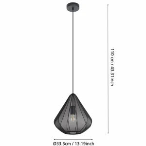 Cheap EGLO Suspension Dolwen, noir, Ø 33,5 cm