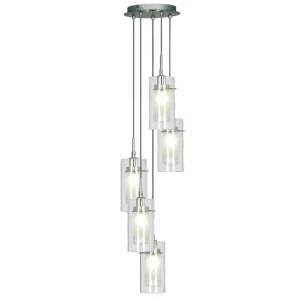 Outlet Searchlight Suspension Duo 1 ronde, cinq lampes