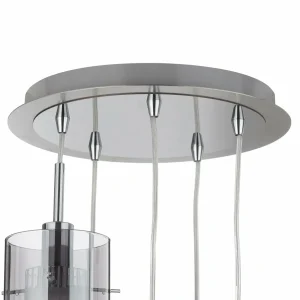 Outlet Searchlight Suspension Duo 2, verre fumé/chromé à 5 lampes