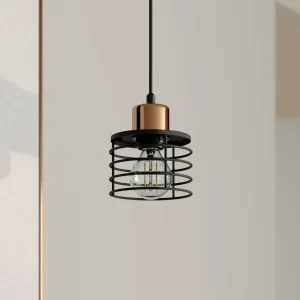 New HELAM Suspension Edison en noir/cuivré, à 1 lampe