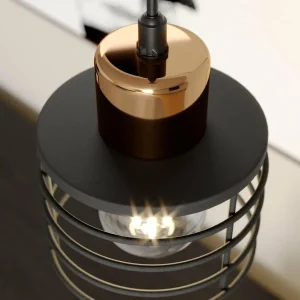 New HELAM Suspension Edison en noir/cuivré, à 1 lampe