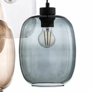 Fashion TK Lighting Suspension Elio, verre, marron/clair/gris, 6 lampes rectangle