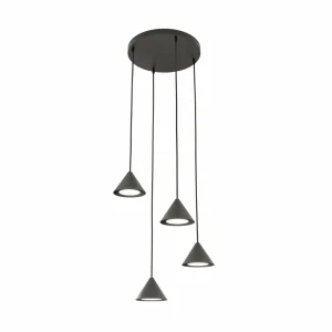 Hot EMIBIG LIGHTING Suspension Elit, 4 lampes, Ø 30 cm, noir, métal, GX53