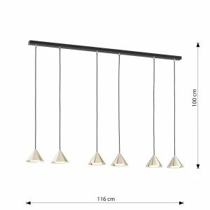 Online EMIBIG LIGHTING Suspension Elit, 6 lampes, doré, métal