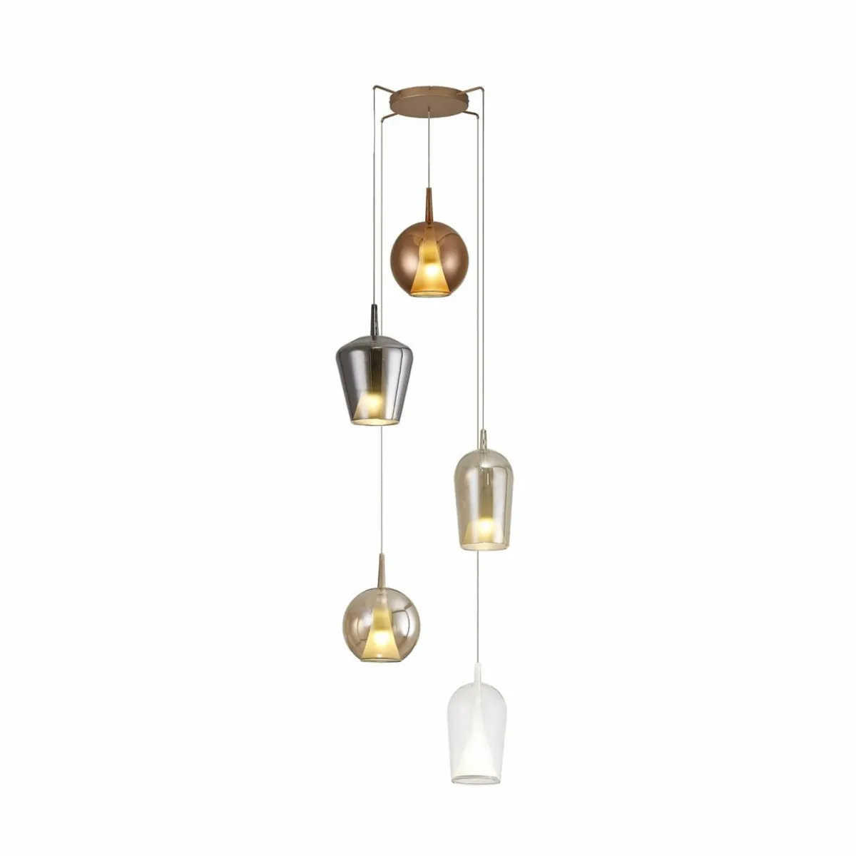 suspension_elsa_verre__lampes_bronze_transparent_chrome_cuivre_0.webp Best Sale Mantra Iluminación Suspension Elsa, verre, 5 lampes, bronze, transparent, chrome, cuivre