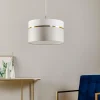 Online Argon Suspension en tissu Long 1 lampe blanc/gris/laiton
