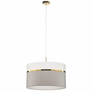Online Argon Suspension en tissu Long 1 lampe blanc/gris/laiton