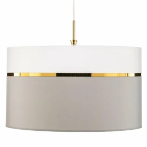 Online Argon Suspension en tissu Long 1 lampe blanc/gris/laiton
