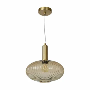 Clearance Lucide Suspension en verre Maloto, Ø 30 cm, ambre