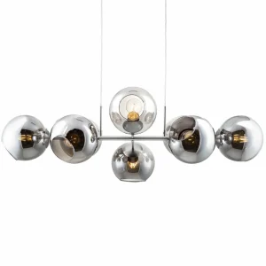 Store NOWA GmbH Suspension en verre Pilar, à 8 lampes, gris fumé