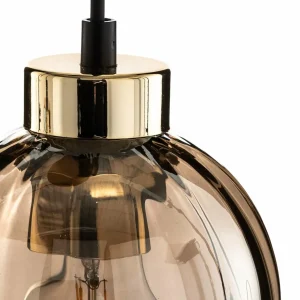 Store TK Lighting Suspension en verre Sapito, à 3 lampes, ambrée
