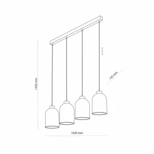 Outlet TK Lighting Suspension en verre Satipo, 4 lampes, transparente