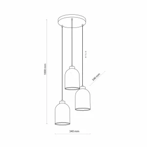 Outlet TK Lighting Suspension en verre Satipo, 3 lampes, transparente