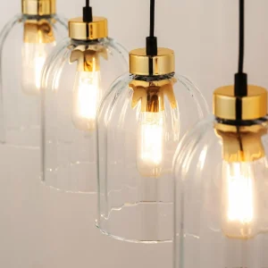 Outlet TK Lighting Suspension en verre Satipo, 4 lampes, transparente