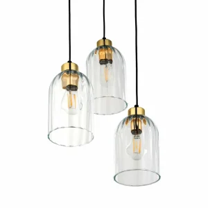 Outlet TK Lighting Suspension en verre Satipo, 3 lampes, transparente