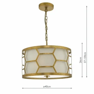 New där lighting Suspension Epstein dorée ivoire, Ø 40cm