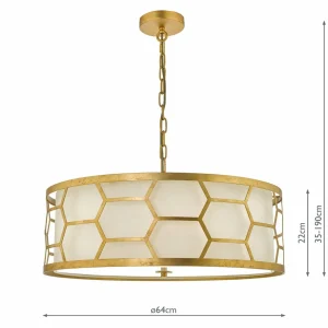 Best där lighting Suspension Epstein dorée ivoire, Ø 64cm