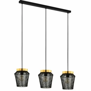 Sale EGLO Suspension Escandidos, noire/dorée, à 3 lampes