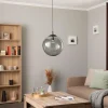 Fashion TK Lighting Suspension Esme, verre, graphite-transparent, 1 lampe, Ø 35 cm