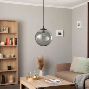 Fashion TK Lighting Suspension Esme, verre, graphite-transparent, 1 lampe, Ø 35 cm