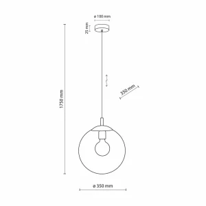 Fashion TK Lighting Suspension Esme, verre, graphite-transparent, 1 lampe, Ø 35 cm