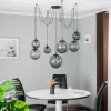 Store TK Lighting Suspension Esme, verre, graphite-transparent, 7 lampes, décentralisé