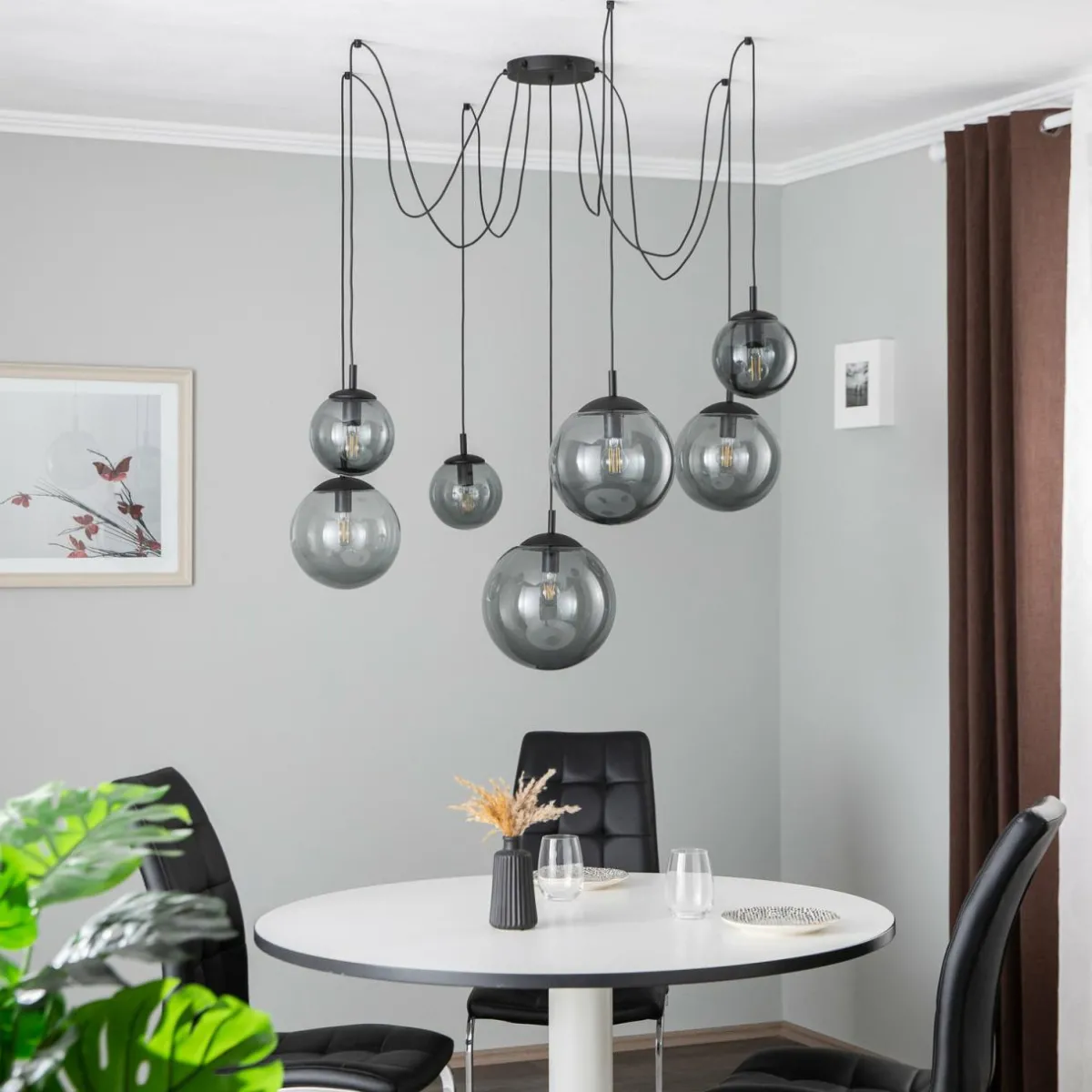 suspension_esme_verre_graphitetransparent__lampes_dcentralis_0.webp Store TK Lighting Suspension Esme, verre, graphite-transparent, 7 lampes, décentralisé