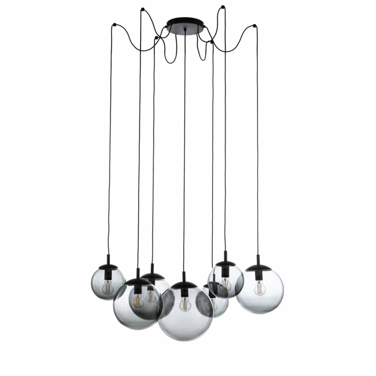 suspension_esme_verre_graphitetransparent__lampes_dcentralis_1.webp Store TK Lighting Suspension Esme, verre, graphite-transparent, 7 lampes, décentralisé