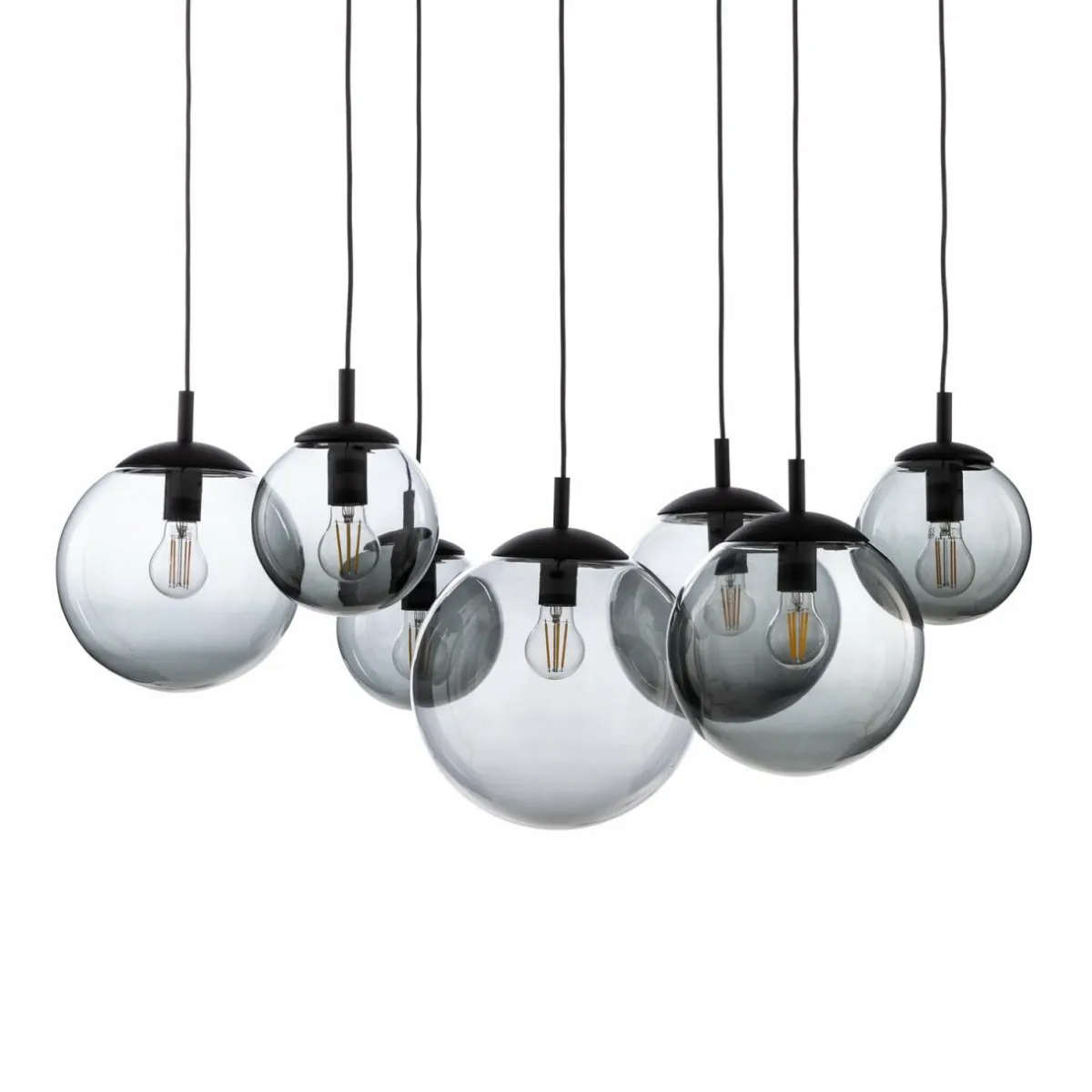 suspension_esme_verre_graphitetransparent__lampes_dcentralis_2.webp Store TK Lighting Suspension Esme, verre, graphite-transparent, 7 lampes, décentralisé