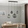 Sale TK Lighting Suspension Esme, verre, graphite-transparent, 4 lampes, linéaire
