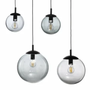 Sale TK Lighting Suspension Esme, verre, graphite-transparent, 4 lampes, linéaire