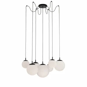 Flash Sale TK Lighting Suspension Esme, verre opalin, à 7 lampes, décentrée
