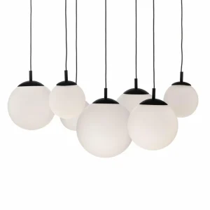 Flash Sale TK Lighting Suspension Esme, verre opalin, à 7 lampes, décentrée