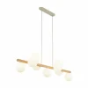 Cheap TK Lighting Suspension Estera, verre opalin, bois, à 9 lampes