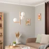 Cheap TK Lighting Suspension Estera, verre opalin, bois, à 3 lampes