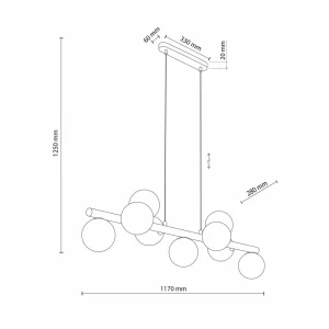 Cheap TK Lighting Suspension Estera, verre opalin, bois, à 9 lampes