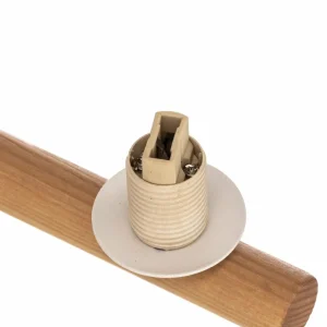 Cheap TK Lighting Suspension Estera, verre opalin, bois, à 3 lampes