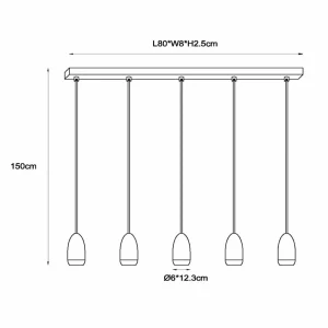 Store Lucide Suspension Evora, à 5 lampes, poutre, taupe