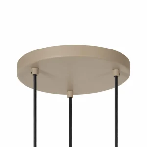 Shop Lucide Suspension Evora, à 3 lampes, ronde, taupe