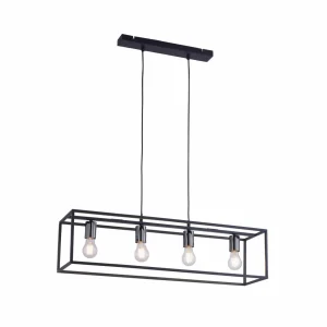 Shop JUST LIGHT. Suspension Fabio cage 4 lampes noire/chromée