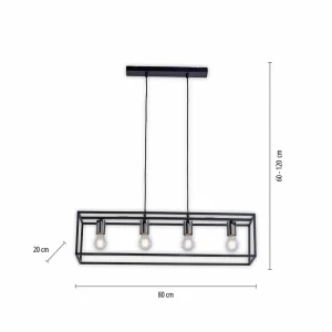 Shop JUST LIGHT. Suspension Fabio cage 4 lampes noire/chromée
