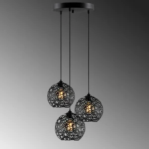 Hot Opviq Suspension Fellini MR-787 à 3 lampes Rondelle noir