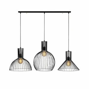 Hot Opviq Suspension Fellini MR-768, noir, fer, 3 lampes linear