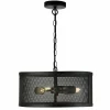 New Searchlight Suspension Fishnet noire en métal Ø 45 cm