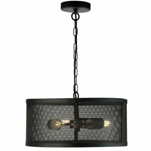 New Searchlight Suspension Fishnet noire en métal Ø 45 cm