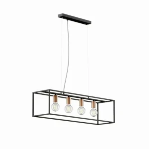 Discount ONLI Suspension Floki parallélépipède ouvert, 4 lampes