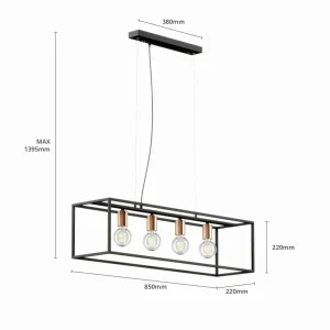 Discount ONLI Suspension Floki parallélépipède ouvert, 4 lampes